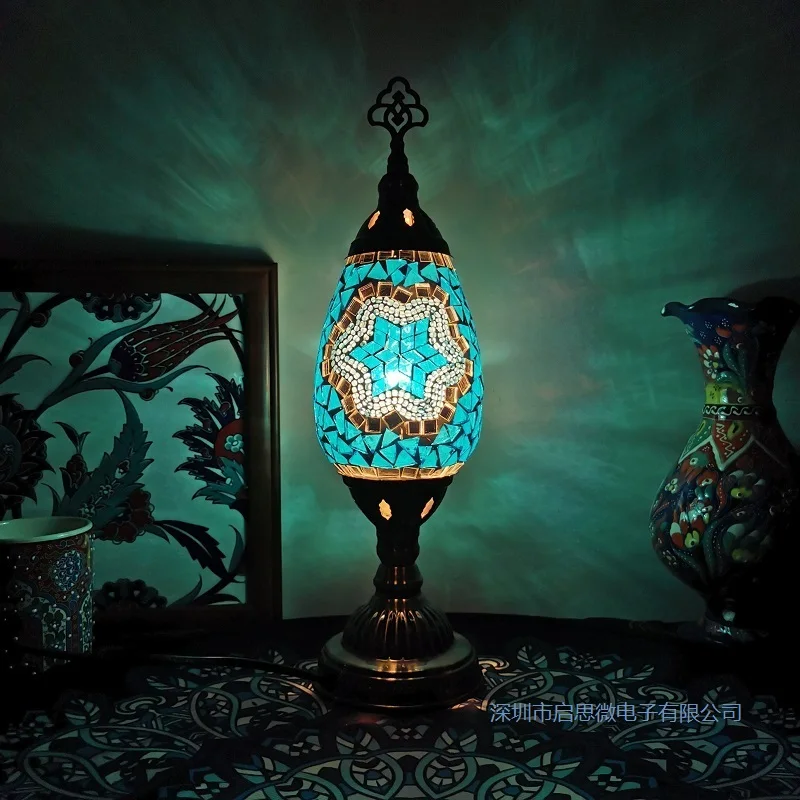 Turkish Table Lamp Vintage Art Deco Handcrafted Lamparas De Mesa Mosaic Glass Romantic Bed Light Lamparas Con  Night Lampe