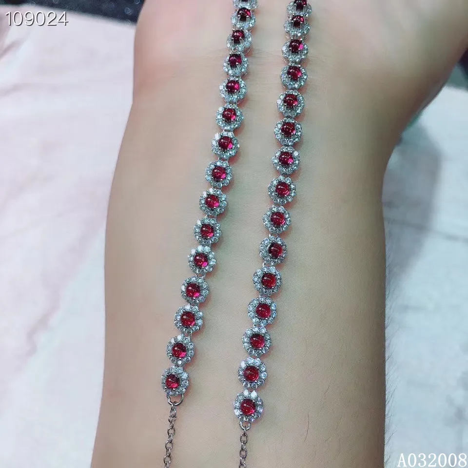 

KJJEAXCMY boutique jewelry 925 sterling silver inlaid natural garnet bracelet classic female hand bracelet support testing