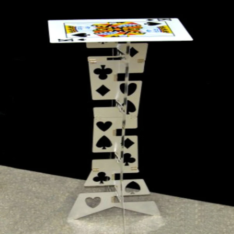 Aluminum Magic Folding Table Alloy (Silver,Poker Pattern) Magic Tricks, Magician Best Table Stage Close Up Illusions Accessories