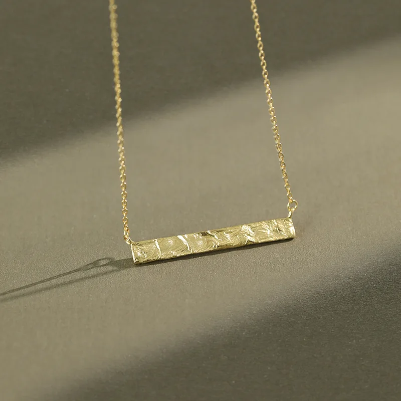Silvology 925 Sterling Silver Tinfoil Texture Square Flake Necklace for Women Elegant Temperament Necklace Minimalist Jewelry