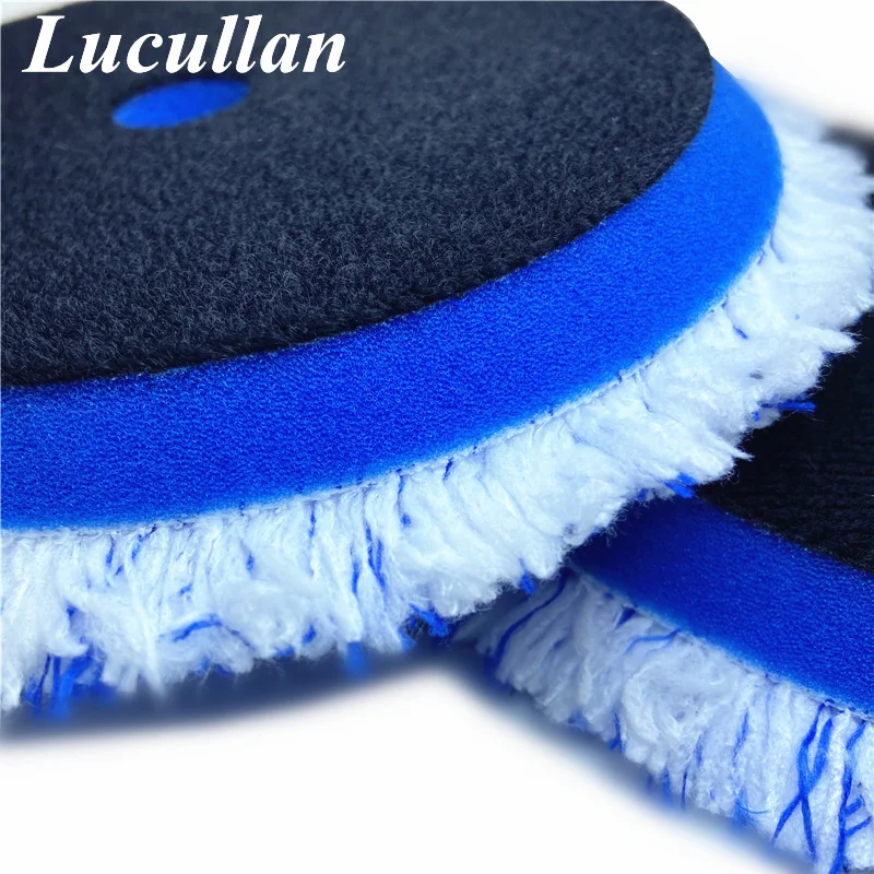 Lucullan 150X10mm Backer Microfiber Wax Removal Sponge DA Finishing Foam Pad with Black Hook&Loop