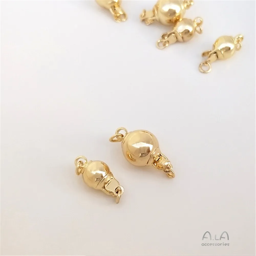 Gold Plated Round Ball Clasp Pearl Necklace Circular Clasp DIY Jewelry End Clasp