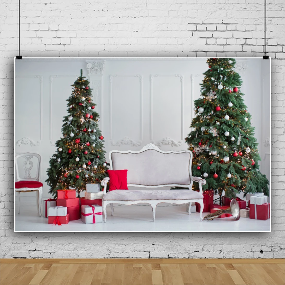 Laeacco Vintage Tường Nội Thất Cây Giáng Sinh Quà Tặng Sinh Nhật Cho Bé Đảng Phông Nền Chụp Ảnh Ảnh Nền Cho Studio Ảnh