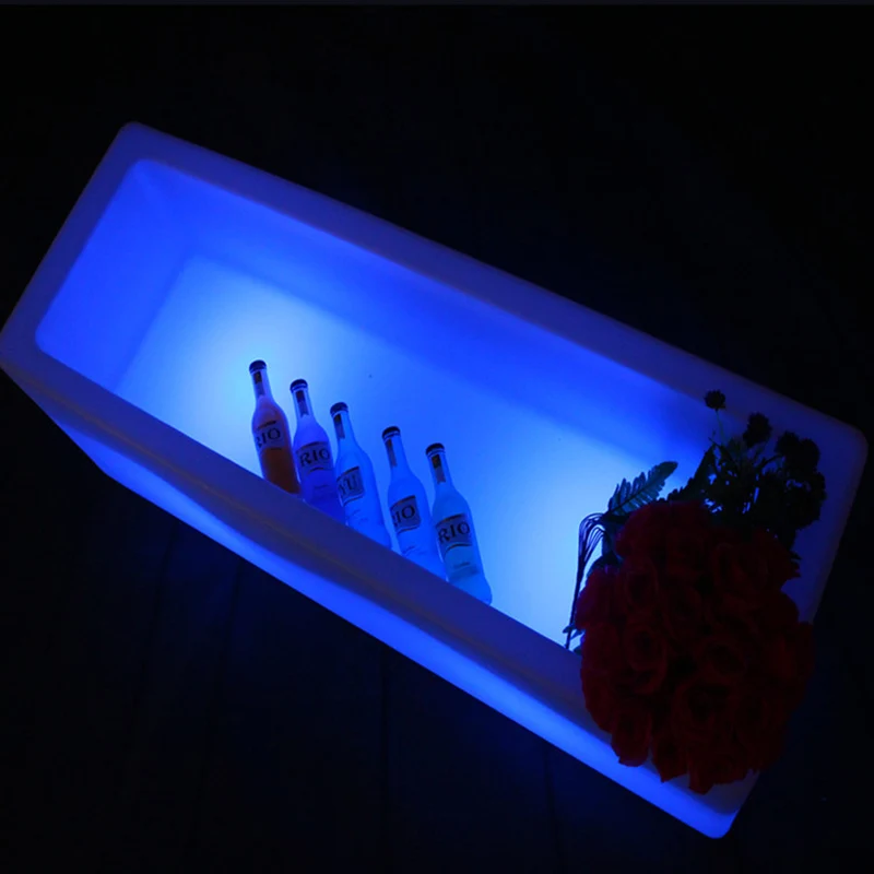 

Remote control sale LED luminous rectangular wine barrel fashion led luminous wine rack champagne bucket flower pot wine display