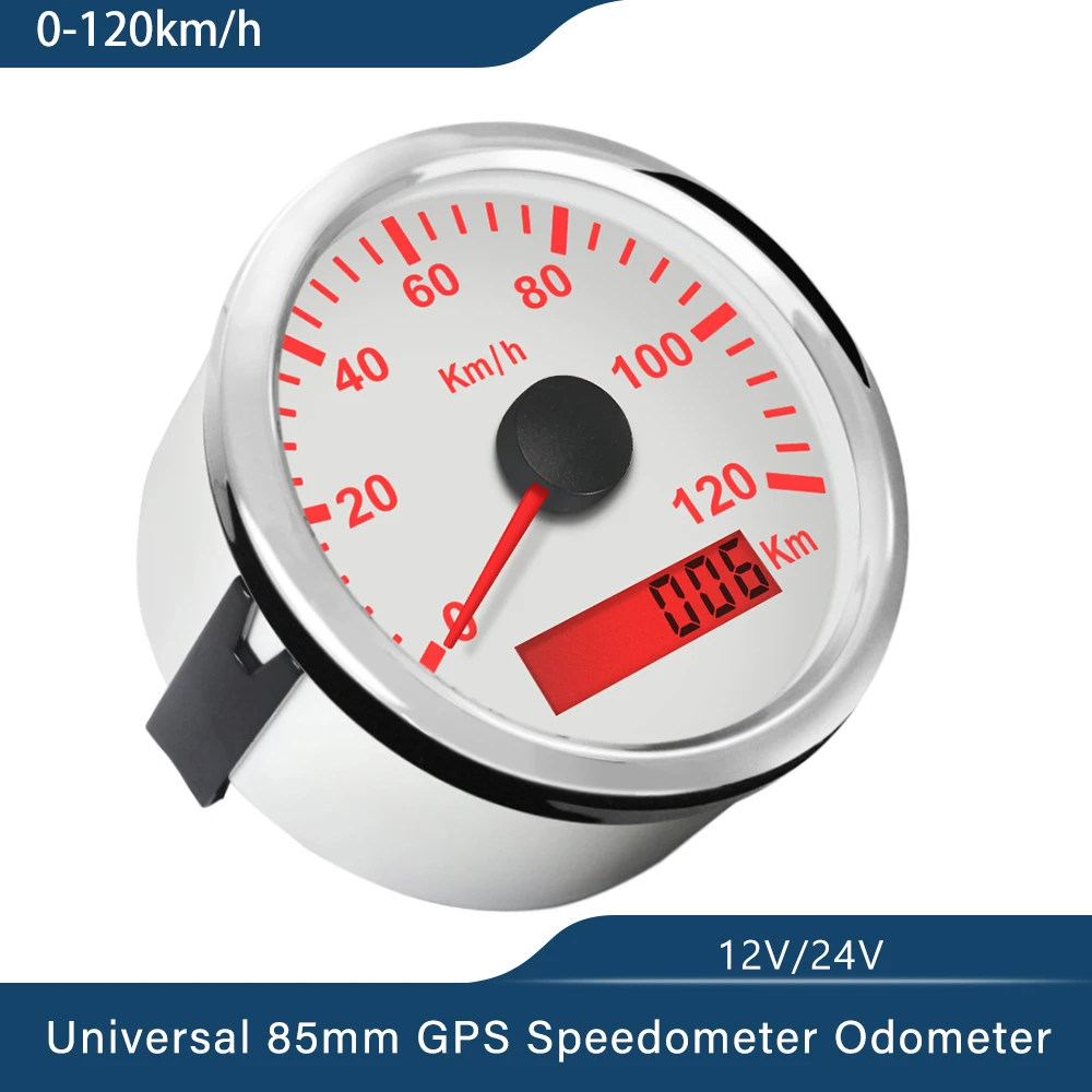 New 85mm GPS Speedometer 120km/h 200km/h Speed Gauge Odometer ATV UTV Motorcycle Car Truck Boat Yacht 9-32V Red Backlight