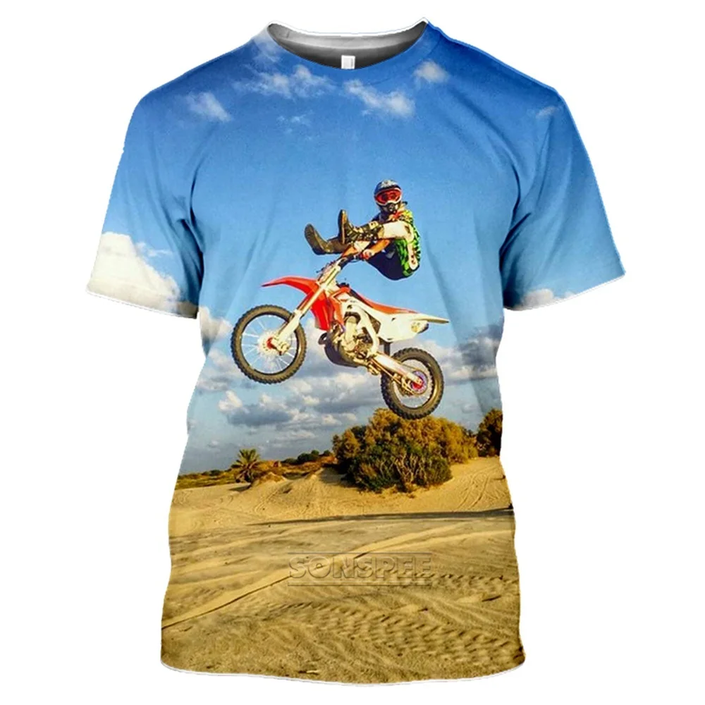 Mens T-shirt Summer 3D Print Motorcycle Motocross Tshirt Women Tops Tees Fashion Short Sleeve Sports Car T-shirts Homme