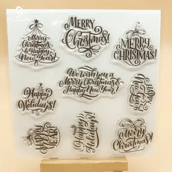 Alinacutle CLEAR STAMPS Christmas Sentiment Scrapbooking Card Album Paper Craft Rubber Roller Transparent Silicon Stamp 20102404