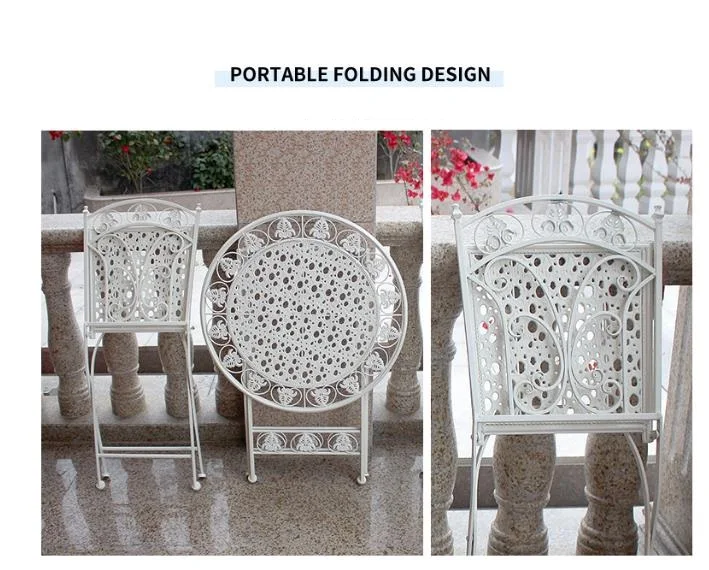 Outdoor Folding Wrought Iron Color Table And Chair Combination Three-Piece Iron Balcony Creative Casual Tea Shop Coffee Table