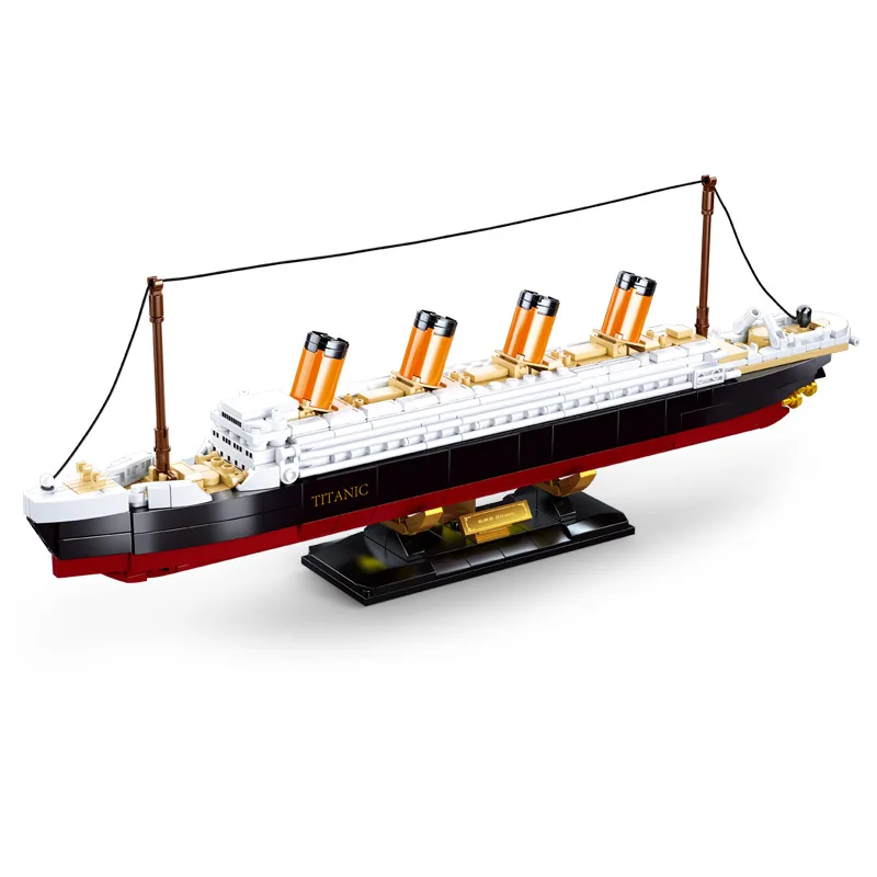 Model Brick Building Block Cruise Titanic and USS Constitution Educational Bricks Toy