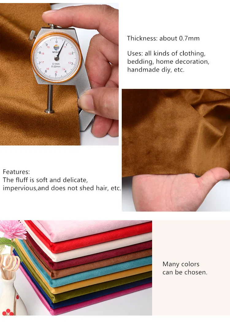Thickness: 0.7 mm Velvet Fabric Solid Sofa Pillow Cloth Handmade Velvet Plush Fabric Gold Velvet Sewing Anime Fabric By Meter