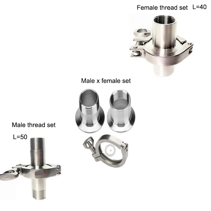 1/2 "に3" トライクランプカバー糸フェルールアダプタステンレス鋼SS304 silliconガスケットパイプ継手