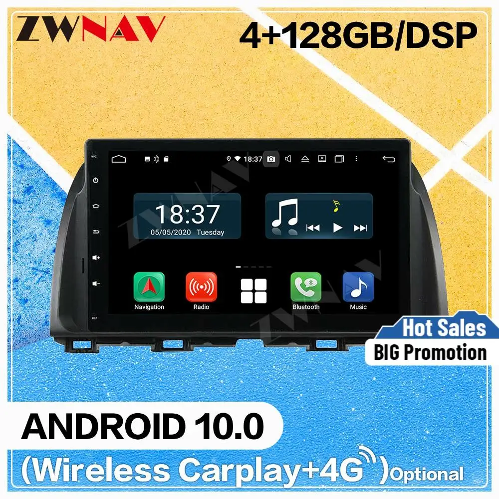 128G Carplay Android 10.0 screen DVD Player for Mazda CX-5 Atenza 2013 2014 2015 2016 2017 2018 GPS Auto Radio Stereo Head unit