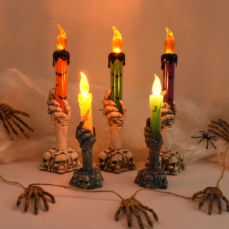 

Halloween Led Candle Light Skeleton Ghost Hand Smoke-free Light Horror Props Halloween Party Decoration Supplies Kids Toy Gift