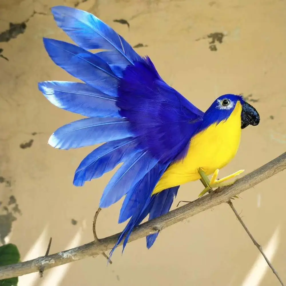 

small simulation blue&yellow parrot model foam&feather wings parrot doll about 20x30cm