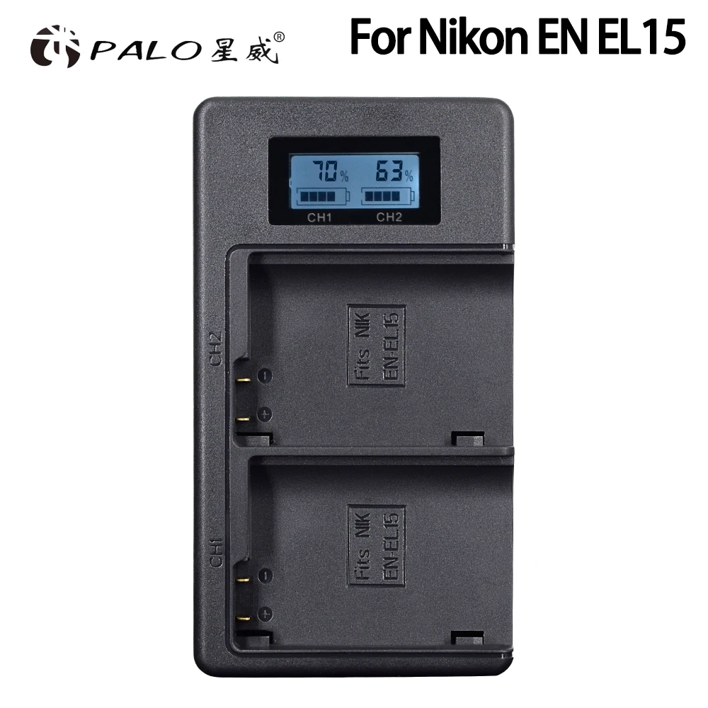 

PALO EN EL15 EN-EL15 ENEL15 EL15A LCD USB Digital Display Charger For Nikon D600 D610 D600E D800 D800E D810 D7000 D7100 d750 V1