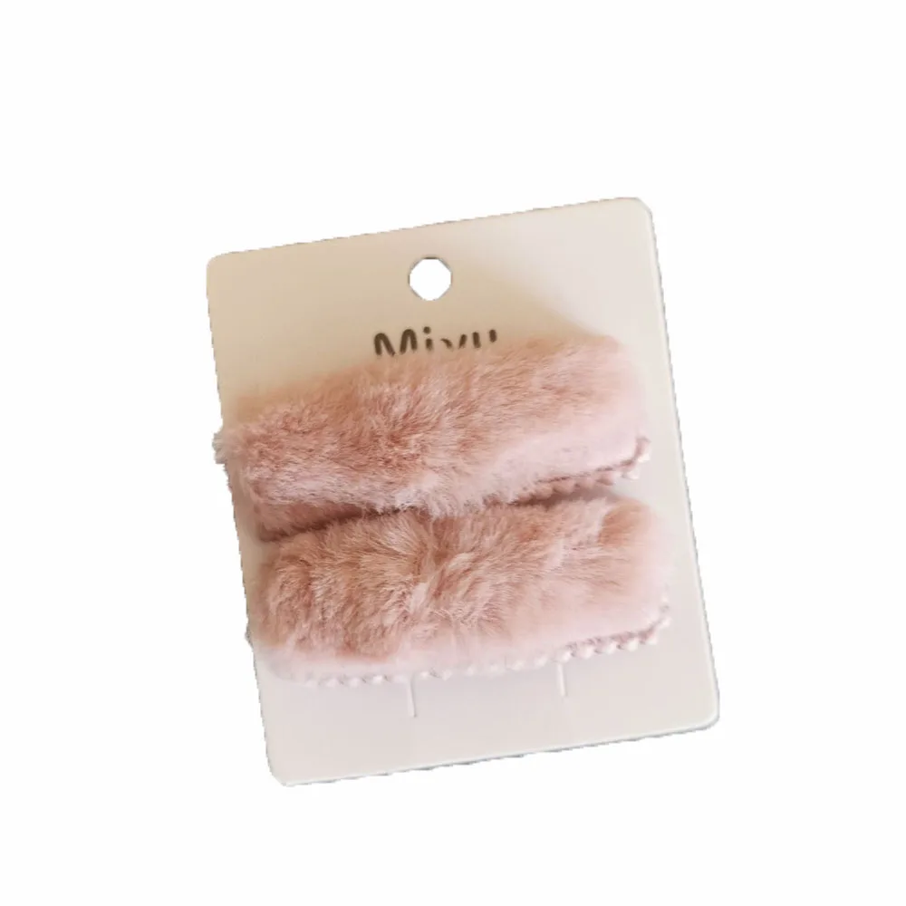 2pcs/set New Hot Korea Winter Plush Hairpins Solid Color Faux Fur Hair Clips Girls Barrettes Fashion Kids Soft Hair Accessories