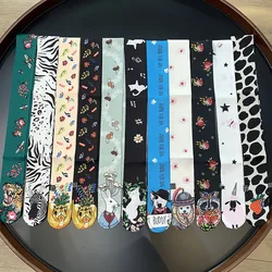 11 colori Cartoon Animal Skinny Bag sciarpa di seta donna Luxury Brand Foulard Women Tie Fashion Head sciarpe per donna