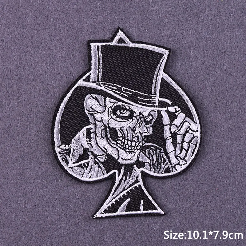 Punk Motorcycle Jacket Patches On Clothes Punk Skull Iron On Patches Embroidered Patches For Clothing Stickers On Clothe Badge