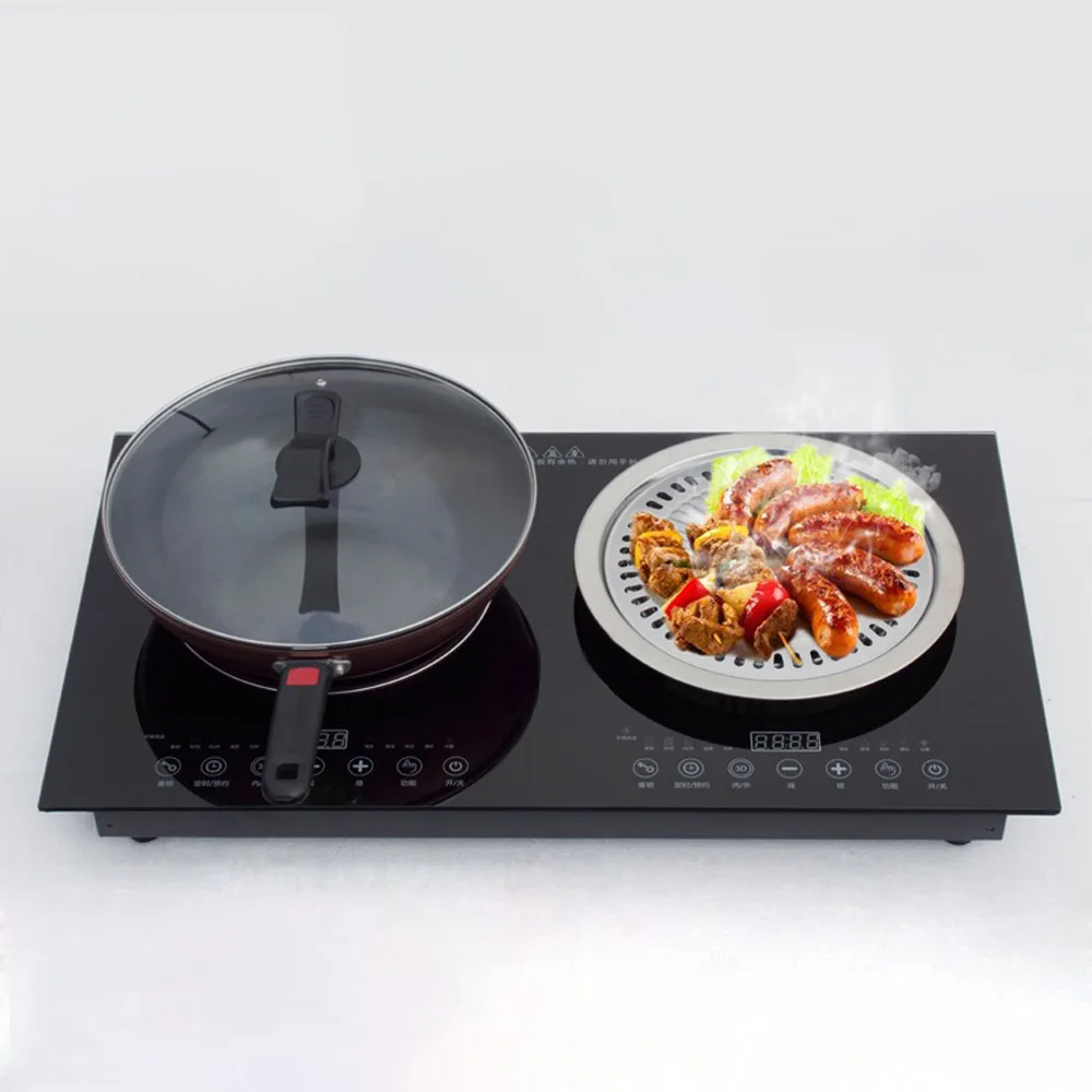 Household Double Induction Cooker Electric Hob Kitchen Embedded Electric Ceramic Stove Smart Electric Cooking Stove