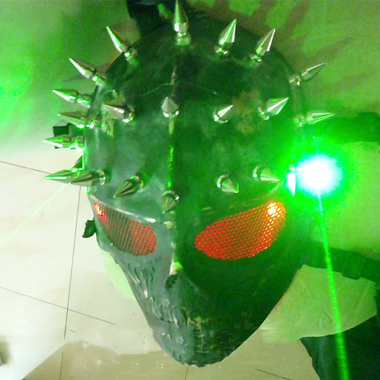 Future technology stage show mask light up mask Halloween party christmas Streampunk Man Spike LED Laser Skull Mask Costume