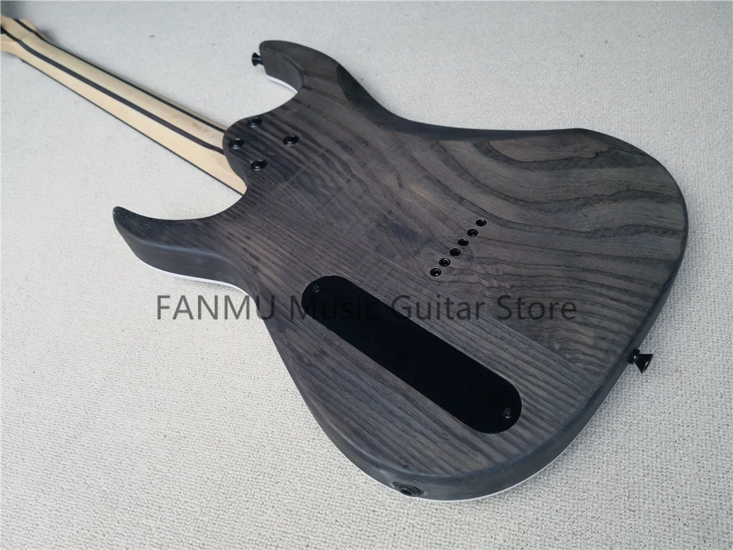 free shipping 6 strings electric guitar,matte black ASH wood body,HH pickups,fixed bridge,white binding