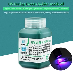 UV Curable Solder Mask Ink Green Oil UV Photosensitive Inks Solder Paste Flux BGA PCB Paint Prevent Corrosive Arcing