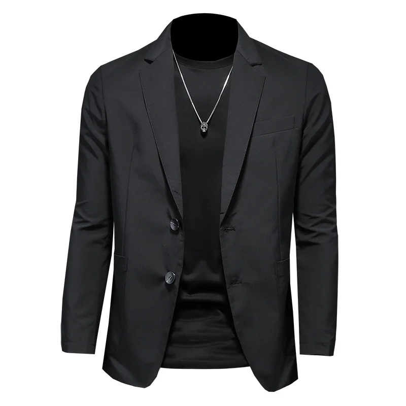 

2021 Spring Autumn High Quality Young Single Breasted Mens Fashion Casual Black Gray Green Blazer Coat Male Suit Jacket