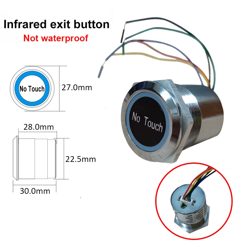 Sensor infrarrojo sin contacto, interruptor de salida impermeable, tipo de inducción, botón de salida de liberación, sistema de Control de acceso