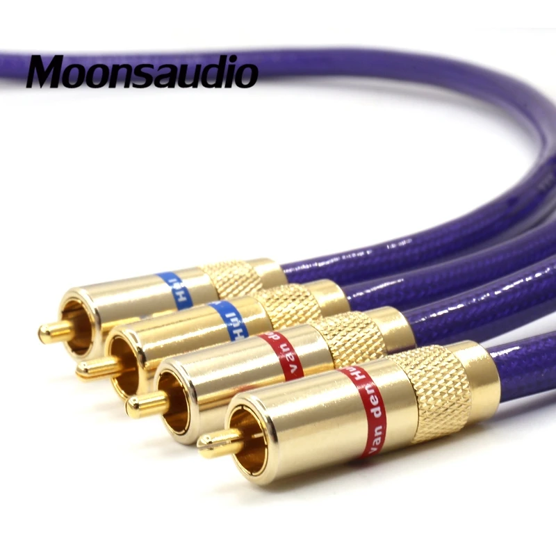 Pair Van den Hul MC-SILVER IT 65 RCA hifi audio cable RCA extension interconnect cable with Gold plated RCA plug