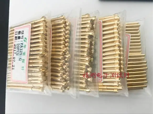 PA125-A B D E G H J Q T Fixture Test Probe Gold Plating Spring Plunger 2.0*33.35mm 50pcs/bag