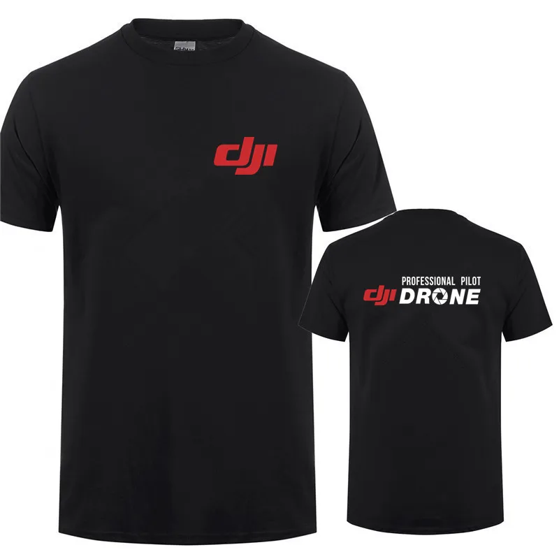 Dji Professional Pilot Drone T Shirt Summer Short Sleeve Cotton DJI T-shirt Mans Tshirt