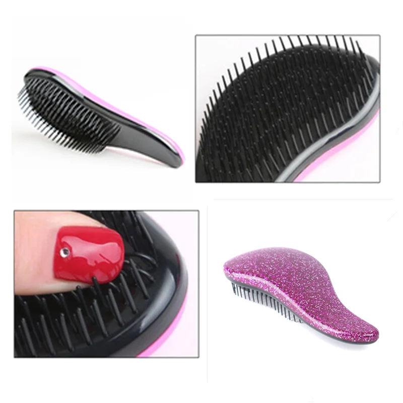 1Pcs Glitter Magic Anti-Stati Handle Detangling Comb Shower Massage Hair Brush detangler Salon Styling Tool hairbrush Wholesale