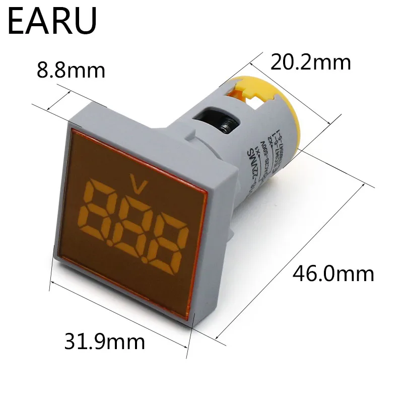 22mm Square DIY Mini Digital Voltmeter AC 12-500V Volt Voltage Tester Meter Monitor Power LED Indicator Pilot Lamp Light Display