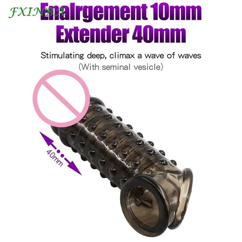Fxinba-男性用の拡張可能な遅延,延長スリーブ付きの性的快楽,再利用可能なコンドーム