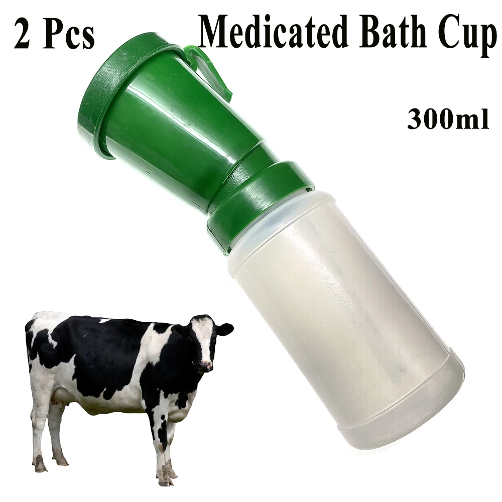 

2PCS Cow Bovine Breast Nipple Cleaning Disinfect Medicated Bath Cup Plastic 300ml Non Eflow Ranch Pasture Tools Supplies