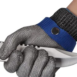 AS Anti-cut Stainless Steel Wire Gloves Safety Cut-Ressistant Stab Metal Mesh Butcher Protect Meat Fishing Outdoor Gloves