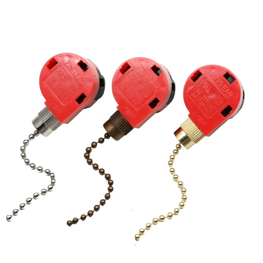 1pcs Durable ZE-268S1 Switch for Home Ceiling Fan Light Lamp Replacement Parts Pull Chain Control Switches Red