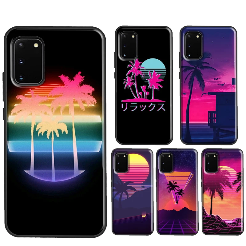 80s Retrowave Neon Palms Tree Fundas For Samsung Galaxy S21 Ultra S22 S20 FE S8 S9 S10 Note 10 Plus Note 20 Ultra Case