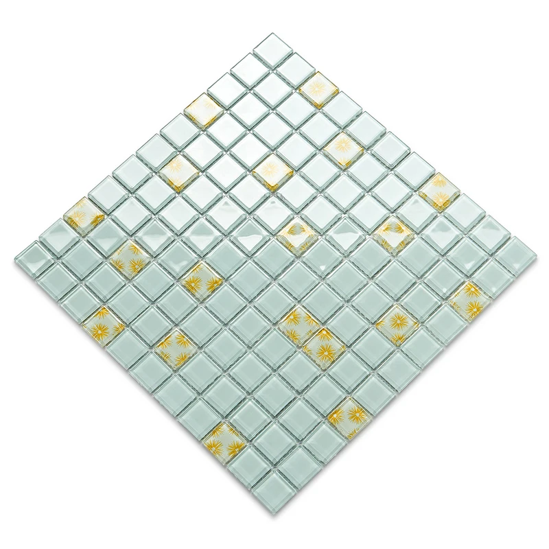 11PCS White Symphony Crystal Glass Mosaic Tile Bathroom Kitchen Pool Fish Pond Shop Background Wall Decoration Home Material