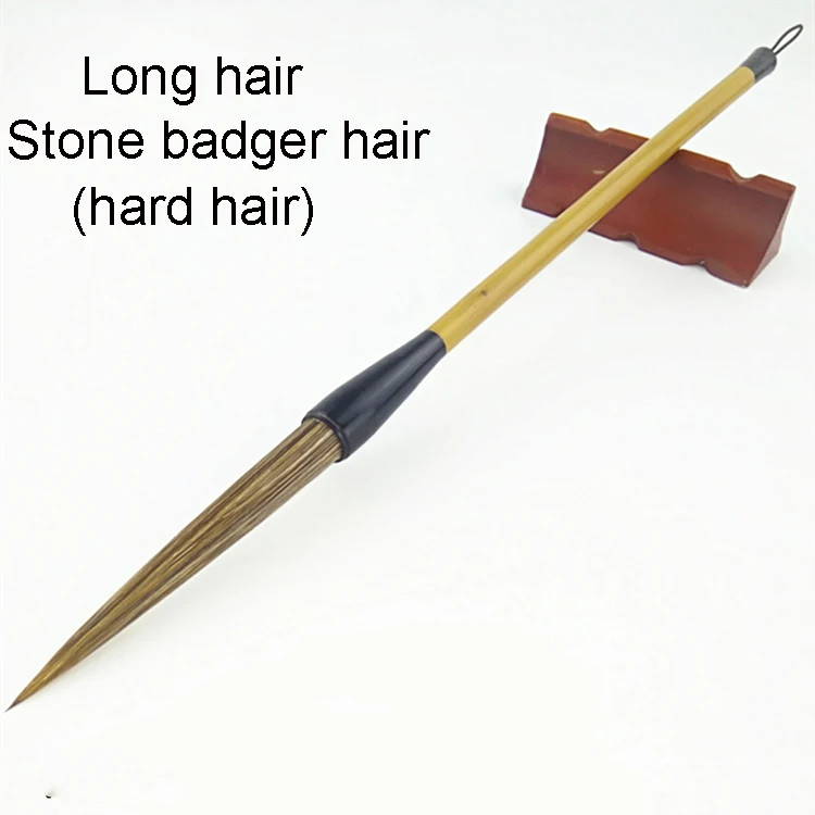 

Long size Chinese Calligraphy Brush Pen Slender Gold Writing Xing Cao Chinese Line Liner Painting Brush Stone Hard Badger Hair