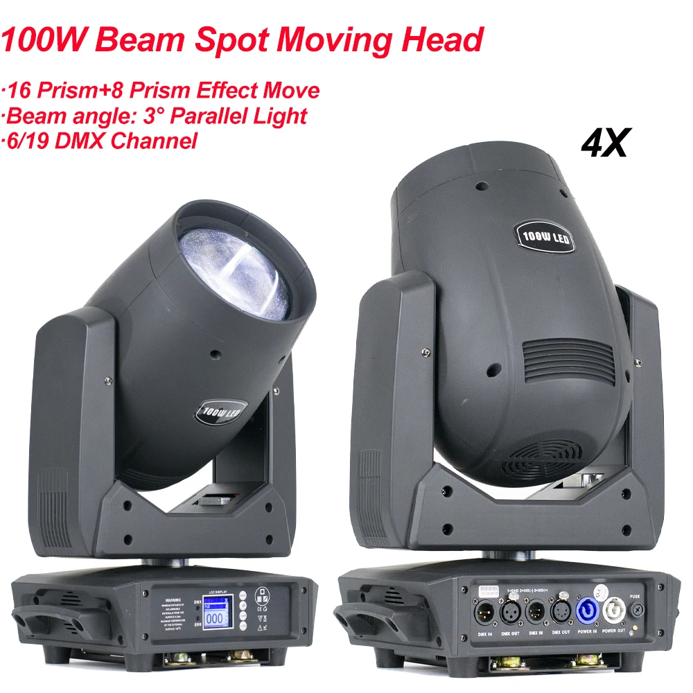 

4Pcs/Lot Professional Parallel Light Beam Stage Lighting 100W LED Beam Spot 2IN1 Moving Head Light DJ Nightclub Party Concert