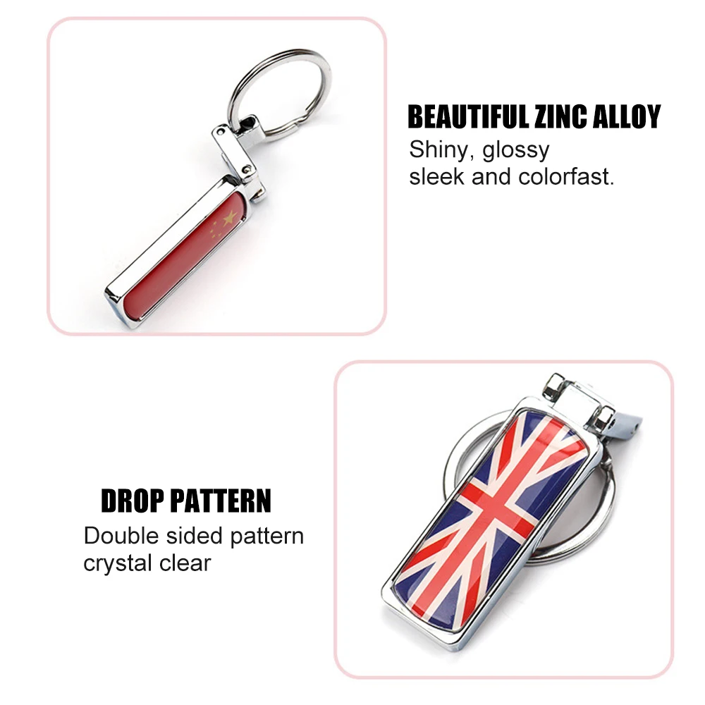 DSYCAR 1Pcs National Flag Key Chain with Detachable Key Rings Set, Sturdy Metal Car Key fob Keychain Holder for Men and Women
