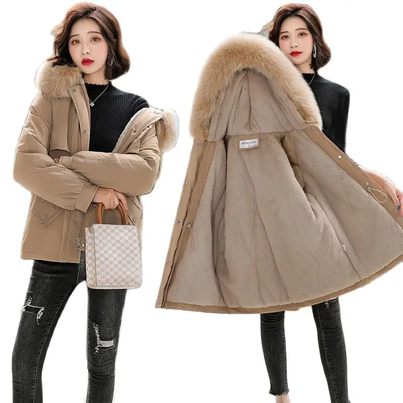 

2023New Winter Parkas Female Large Fur Collar Hooded Jacket Thickness Cotton Padded -30 Degree Snow Outwear Down Coat Women L846