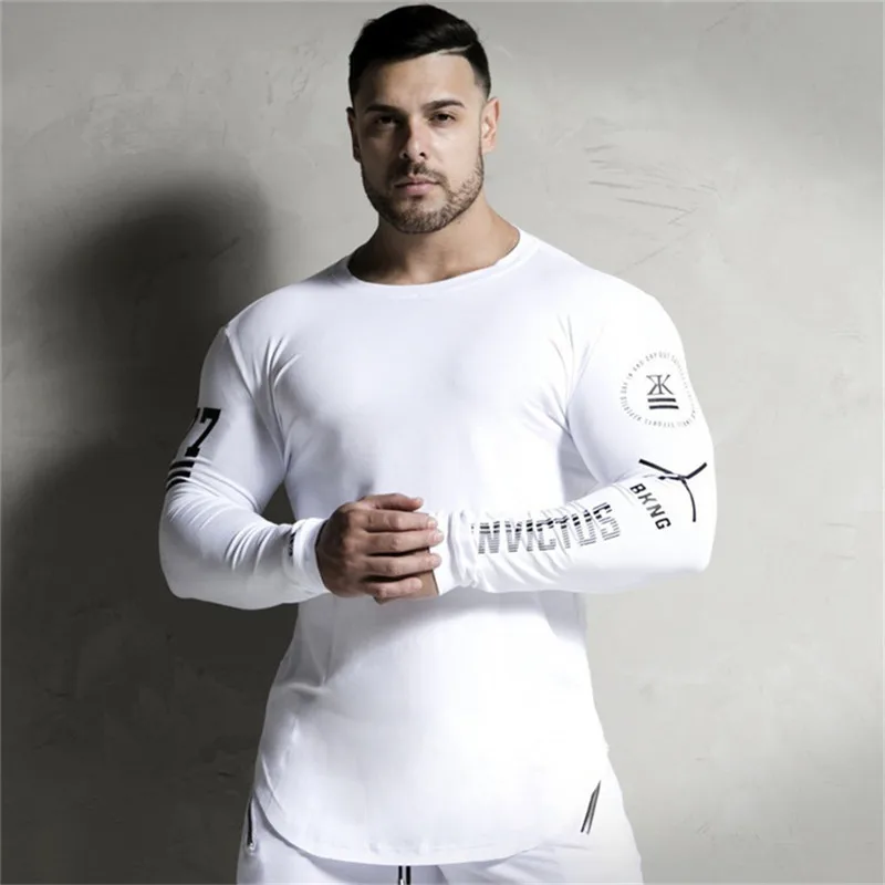 

Men Skinny Long sleeve Shirts elasticity Sports T-shirt Men Gyms Compress T-shirt Fitness Running T-shirt men brand Clothing