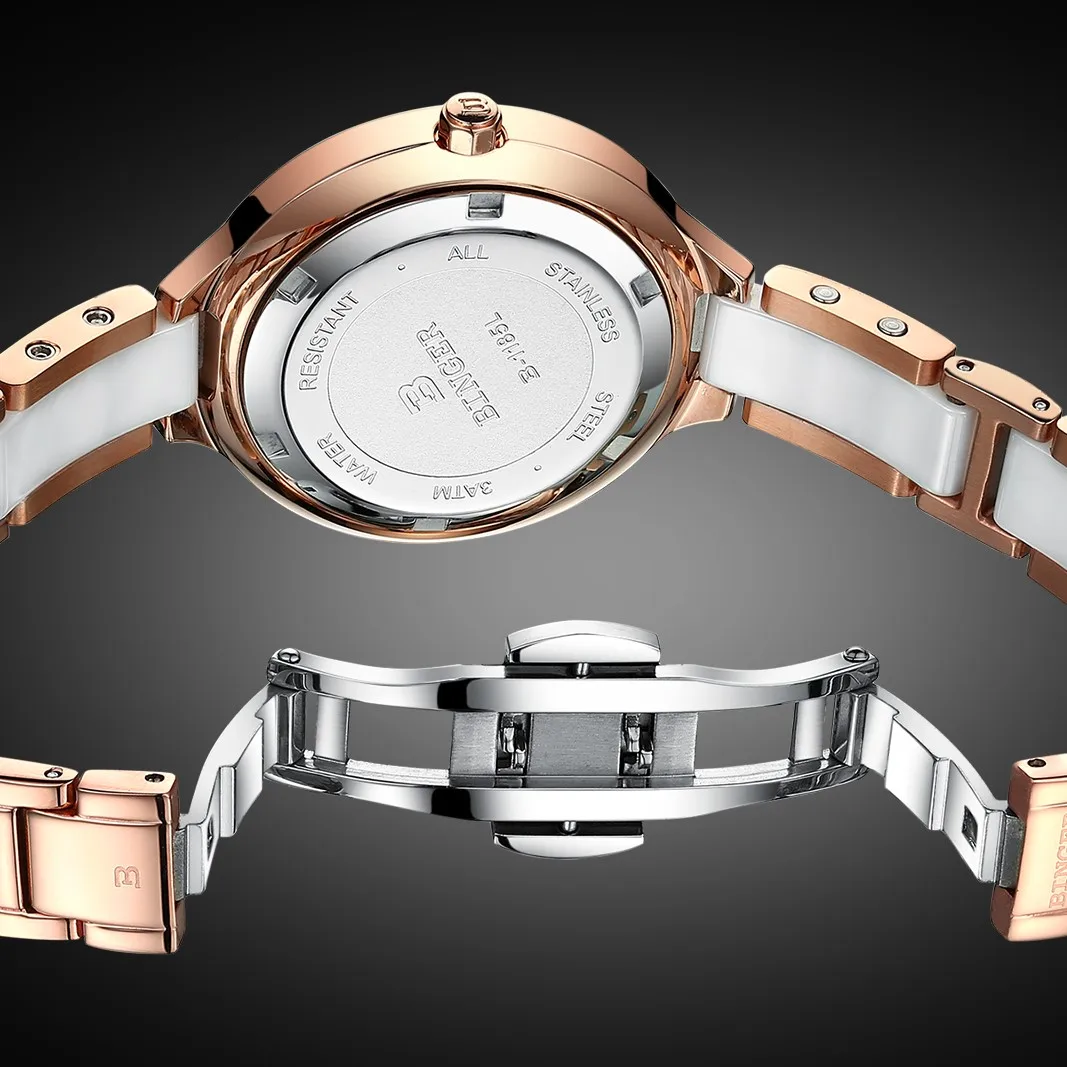 Reloj Mujer svizzera Binger giappone movimento orologio al quarzo per donna cinturino in ceramica zaffiro orologio da donna impermeabile bracciale