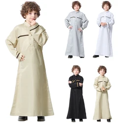 Muslim Arab Boy Robe Saudi Thobe Thoub Jubba Abaya Islamic Clothes Kaftan Dishdasha Long Sleeve Children Kids School Middle East