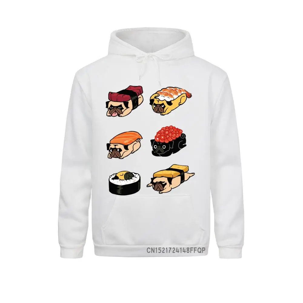 

Men Pullovers Hoodies Sushi Pug Design Casual Hipster Pugs Sweatshirt Cool Long Sleeve Streetwear Print Sportswear