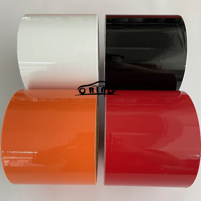 Rollo de envoltura de vinilo brillante con tecnología de liberación de aire, pegatinas adhesivas, calcomanías, negro, rojo, blanco, Azul, Naranja,