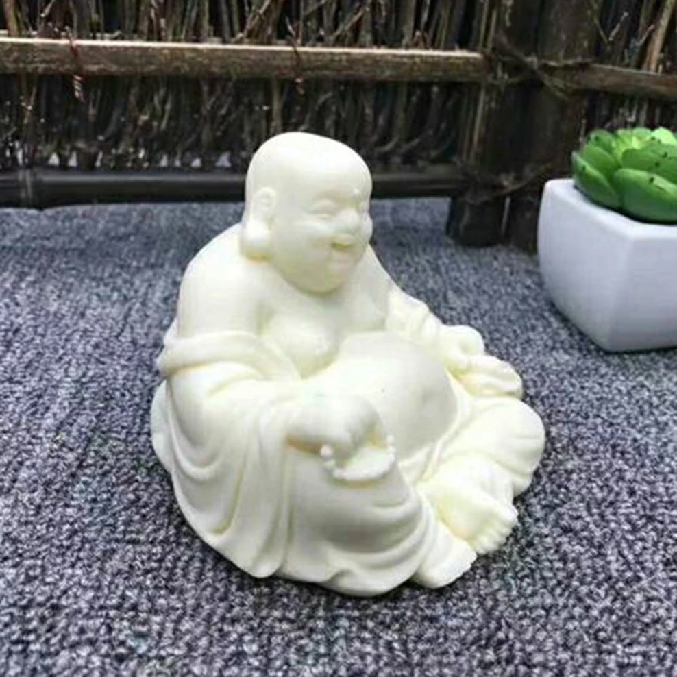 Mini Buddha Statue Ivory Fruit Carving Maitreya Small Ornaments Cute Crafts Car Decoration Figure Statue Home Decorations