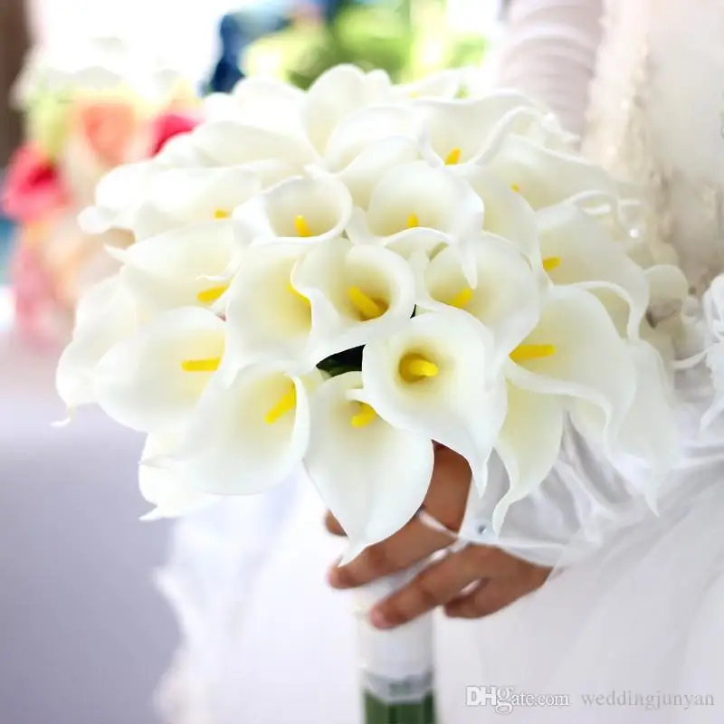 

Hot Sale Latex Callas 33cm Elegant Silicon Artificial Egyptian Calla Lily Alocasia Plumbea Flower for Wedding Bridal Decorations